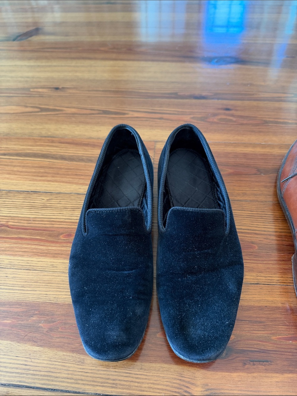 Men's Black Velvet Slip-On Loafers